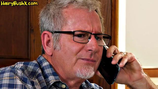 Bushy 21yo cutie pounded by DILF