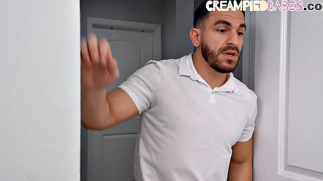 Big busty redhead babe fucked at home after shower