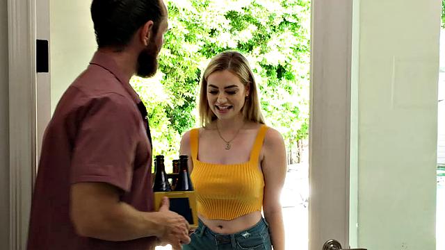 Busty Blake Blossom finally gets to ride Brad's big cock