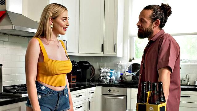 Busty Blake Blossom finally gets to ride Brad's big cock