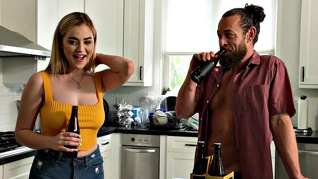 Busty Blake Blossom finally gets to ride Brad's big cock