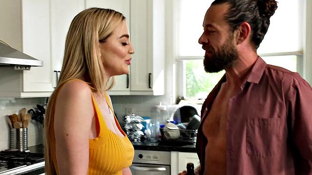 Busty Blake Blossom finally gets to ride Brad's big cock