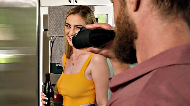 Busty Blake Blossom finally gets to ride Brad's big cock