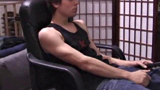 Kicking back in a chair, Jayden is ready to beat off, and we get to watch! This time he gets some help from a mystery hand.