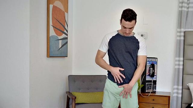 Dirty jock enjoys jerking huge cock while cumming