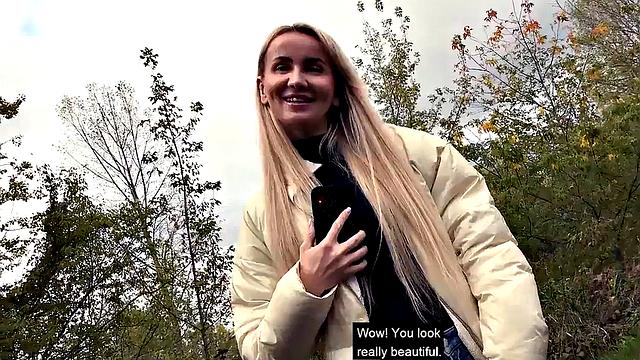 Public skinny babe POV fucked outdoors after blowjob in car