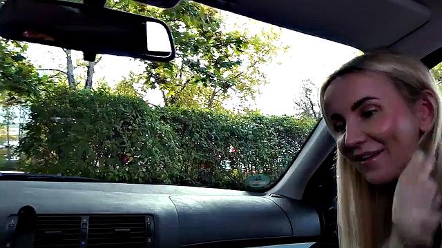 Public skinny babe POV fucked outdoors after blowjob in car