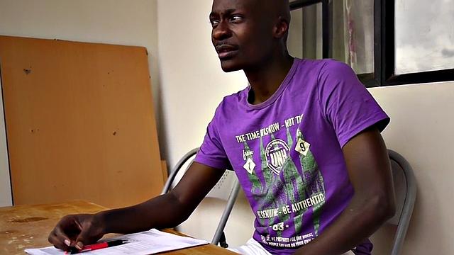 Ebony twink from Africa solo jerks at his home