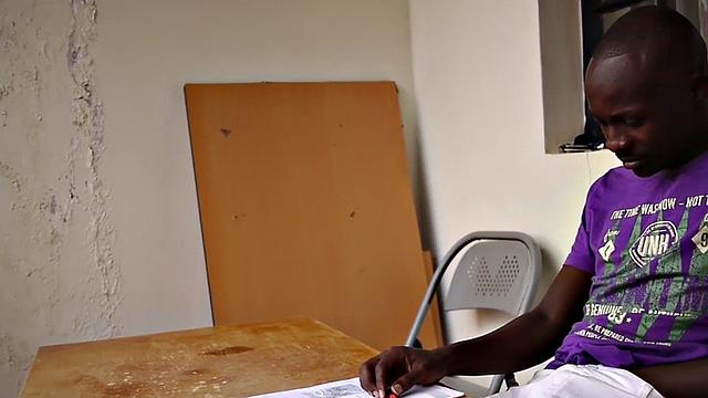 Ebony twink from Africa solo jerks at his home