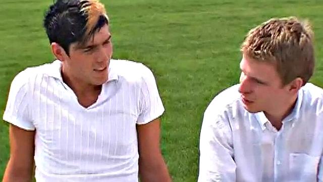 Horny twink pounded by boyfriend outdoors