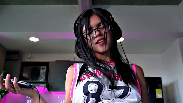 Lil Mia fingers her wet pussy