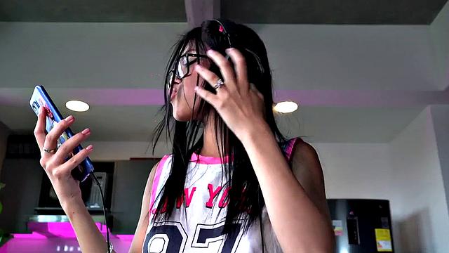 Lil Mia fingers her wet pussy