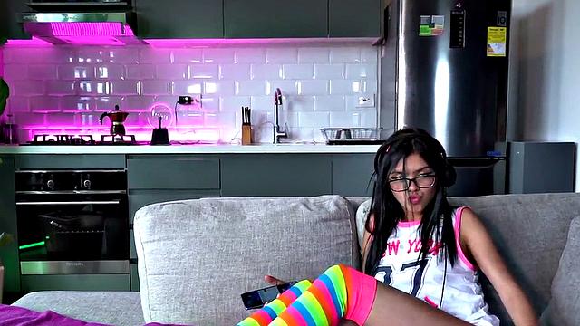 Lil Mia fingers her wet pussy