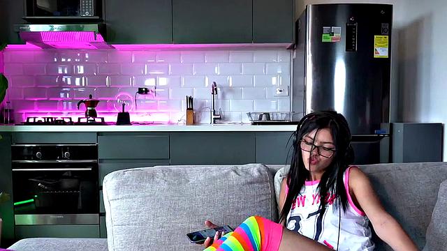 Lil Mia fingers her wet pussy