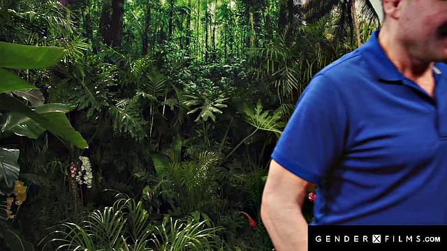 Welcome To Trans Island, Dig In! - Busty Trans Babe Takes On 3 Dicks - GenderXFilms