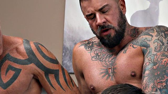 Tiny twink assfucked in his tight lil ass in gay daddy 3some