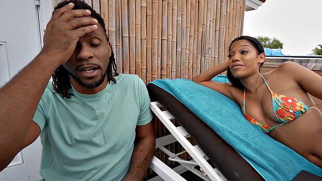 Black big titted slut fucked by BBC outdoors in missionary