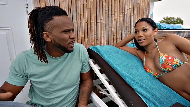 Black big titted slut fucked by BBC outdoors in missionary