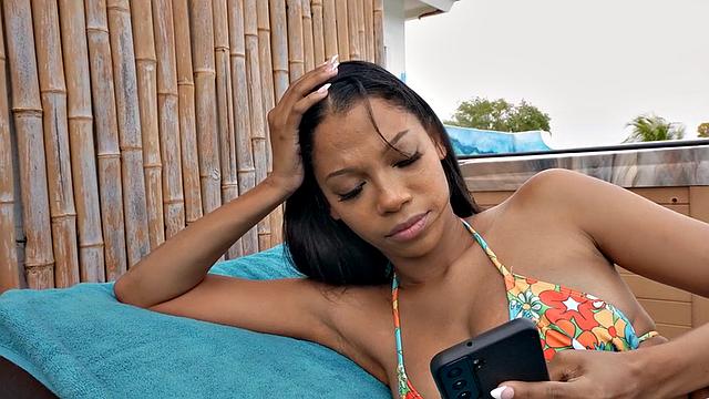 Black big titted slut fucked by BBC outdoors in missionary