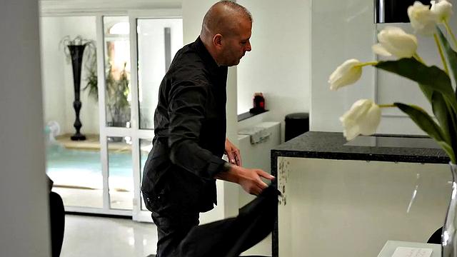 Anal babe in leather outfit ass and throatfucked by BF