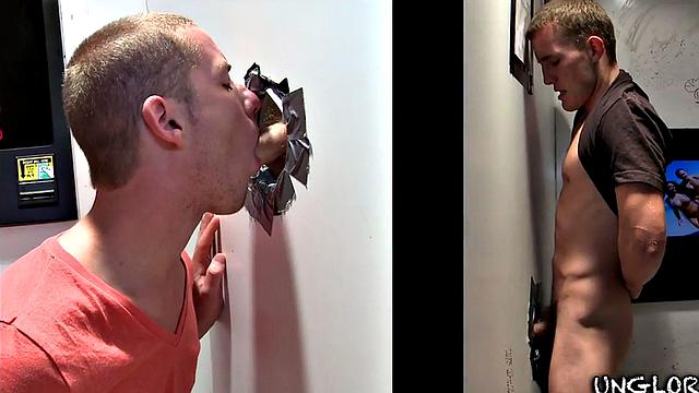 Watch a straight guy get surprised by a gay gloryhole encounter