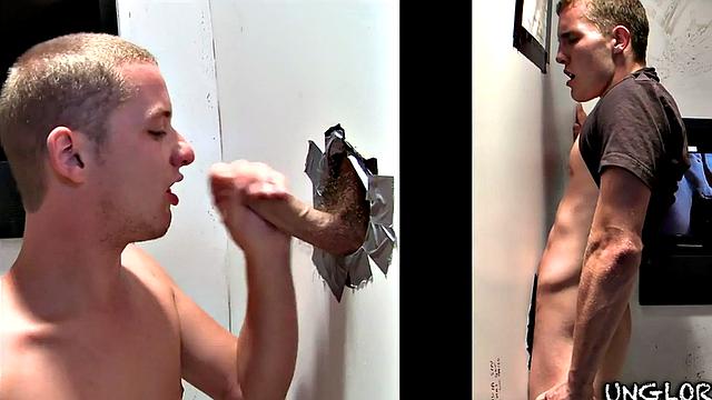 Watch a straight guy get surprised by a gay gloryhole encounter