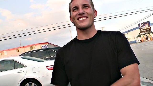 Watch a straight guy get surprised by a gay gloryhole encounter