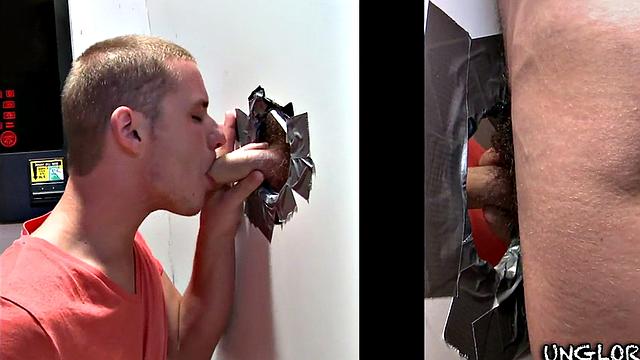 Watch a straight guy get surprised by a gay gloryhole encounter