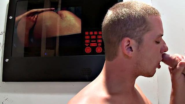 Watch a straight guy get surprised by a gay gloryhole encounter