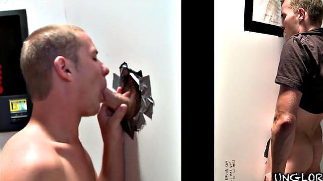 Watch a straight guy get surprised by a gay gloryhole encounter