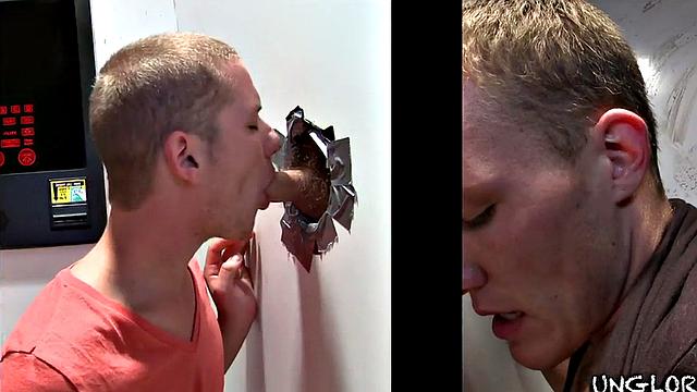 Watch a straight guy get surprised by a gay gloryhole encounter