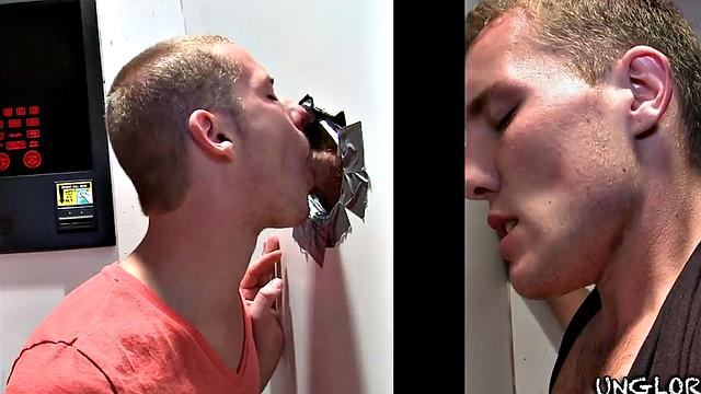 Watch a straight guy get surprised by a gay gloryhole encounter