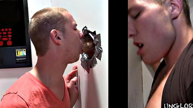 Watch a straight guy get surprised by a gay gloryhole encounter