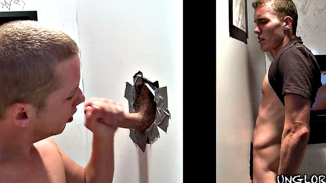 Watch a straight guy get surprised by a gay gloryhole encounter