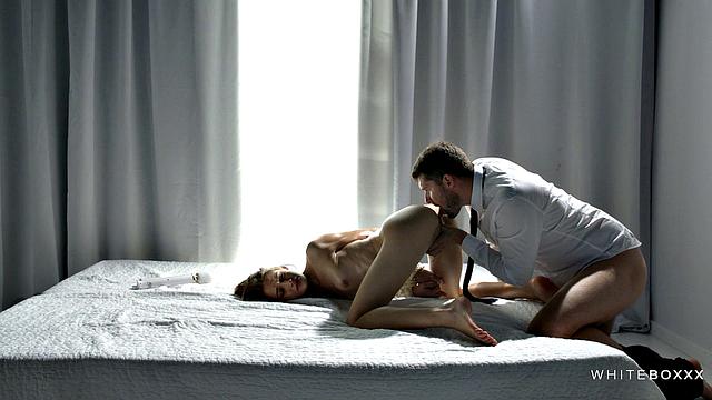 Sexy woman sucks while bound