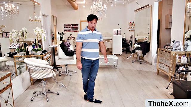 TS hairdresser fucked anally by horny customer