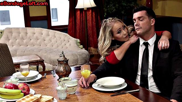 Anal rammed girl subdued in threesome