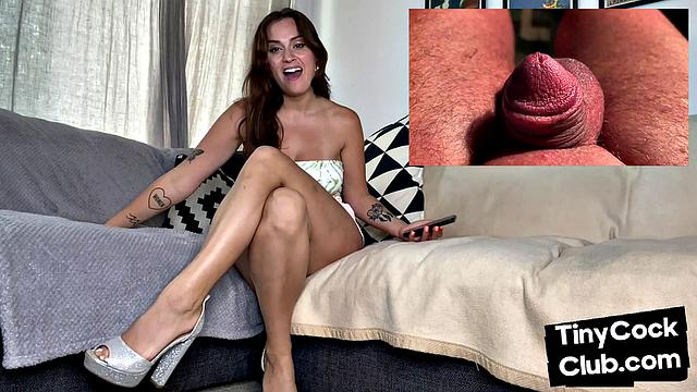 Mean minx mocking micro cock loser