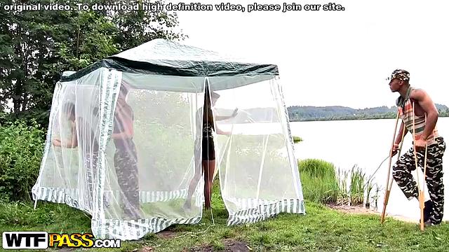 Naughty girl in stockings does double penetration