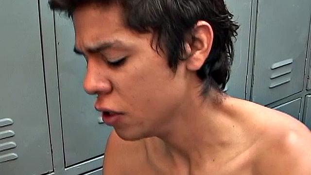 Skinny Latin twinks Ricky and Samir are in a locker room about to fuck. Clothes strip off and big uncut cocks get sucked as the horny boys act on their lust.