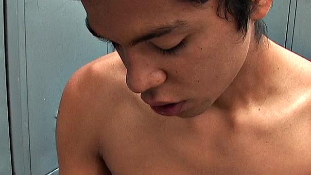 Skinny Latin twinks Ricky and Samir are in a locker room about to fuck. Clothes strip off and big uncut cocks get sucked as the horny boys act on their lust.