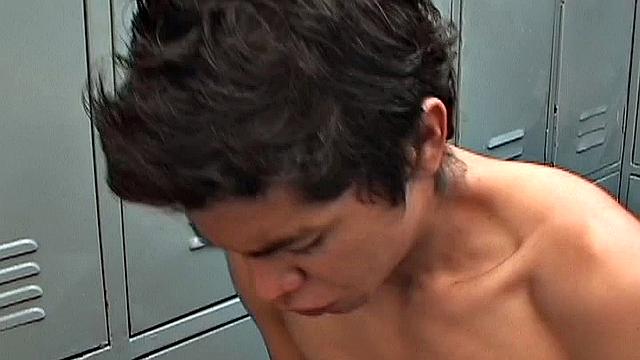 Skinny Latin twinks Ricky and Samir are in a locker room about to fuck. Clothes strip off and big uncut cocks get sucked as the horny boys act on their lust.