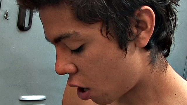 Skinny Latin twinks Ricky and Samir are in a locker room about to fuck. Clothes strip off and big uncut cocks get sucked as the horny boys act on their lust.