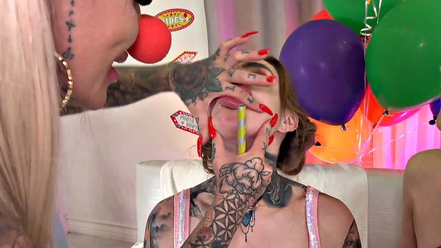 3 Hot Clown Chicks Fucked by One Lucky Clown!