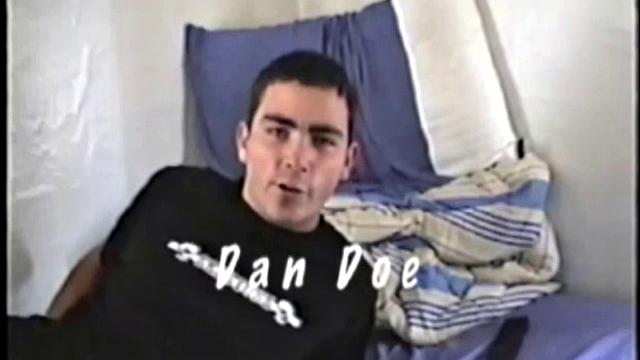 Dan is laid up with a broken leg from a skateboarding accident. Nothing left to do but jack off. With his pants down, he rubs up a boner through his black briefs. They're soon off and Dan strokes his cock for us, while lying on his bed.