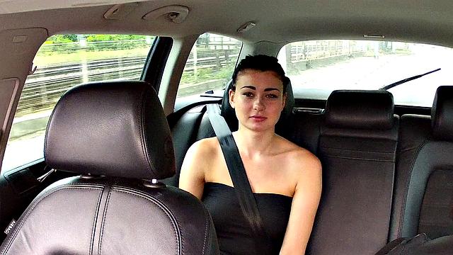 Brunette Hottie in Tattooed Outdoors Sucks and Fucks to Get Out of Cab Drivers' Wrath