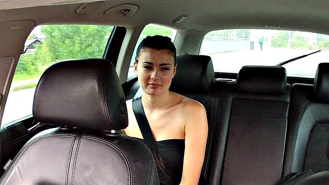 Brunette Hottie in Tattooed Outdoors Sucks and Fucks to Get Out of Cab Drivers' Wrath