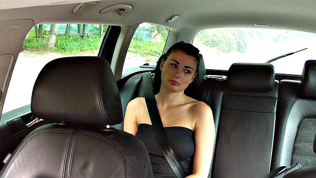 Brunette Hottie in Tattooed Outdoors Sucks and Fucks to Get Out of Cab Drivers' Wrath