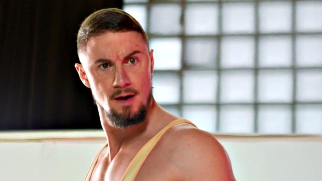 Curvy redhead tgirl sucked before sex in workout gear