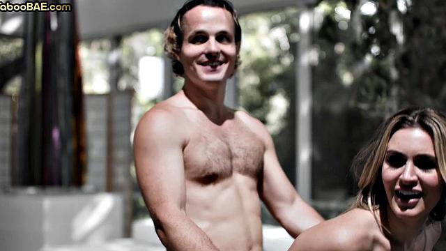 Cheating babe sucks cock and got pussy pounded in threesome